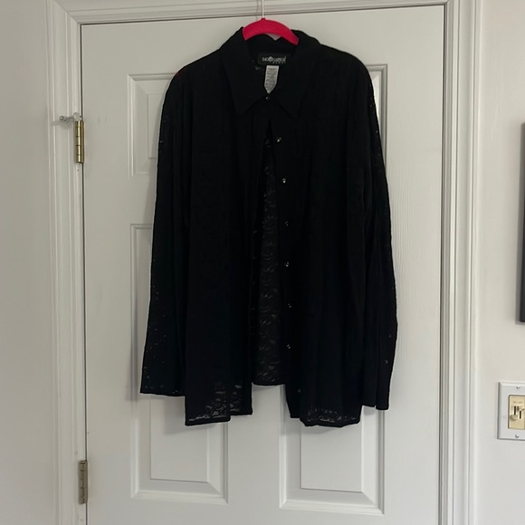 Black lace button front blouse - Picture 1 of 4